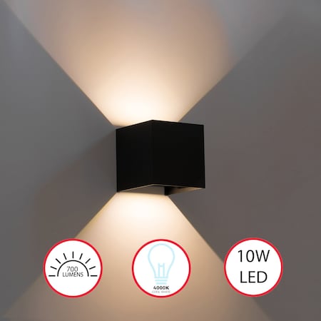 Quickway Imports Modern Decorative Waterproof Aluminum Wall Lamp 10 Watt Cool White 4000K, Black QI004492.BK